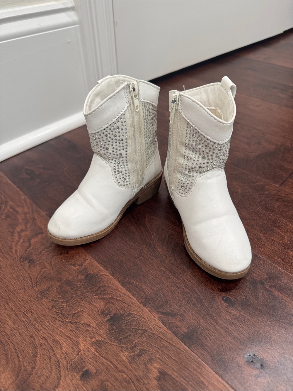 Toddler Girls White Rhinestone Cowgirl Boots Western Bling Jeweled, size 8 - Picture 6 of 9